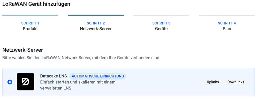 Bild 12: Auswahl des Datacake LNS