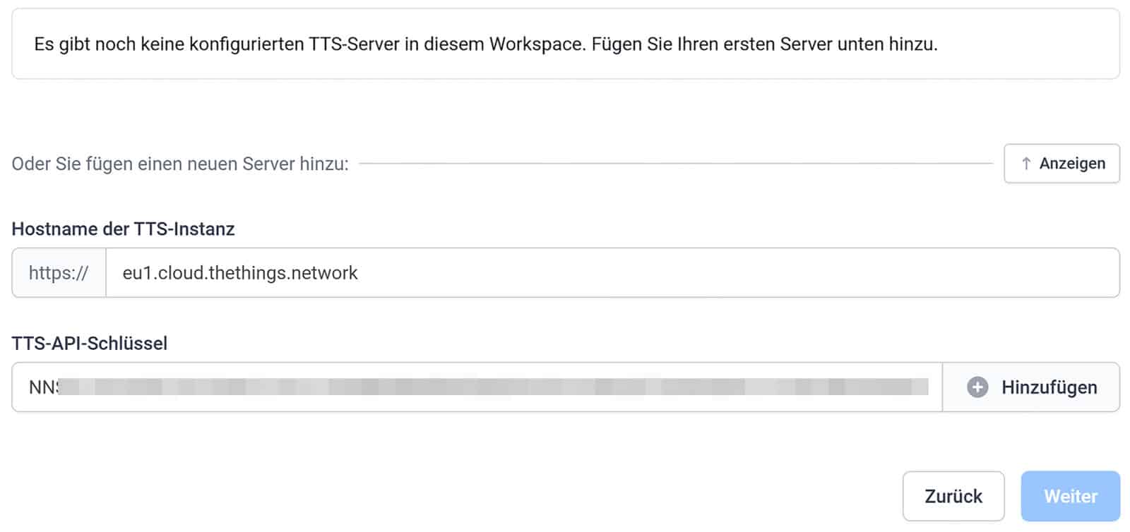 Bild 18: Hinzufügen des TTS-Servers