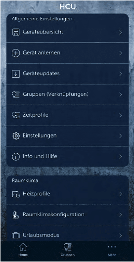 Bild 19: Wählen Sie „Raumklimakonfiguration“.