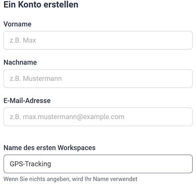 Bild 1: Kontoerstellung auf Datacake