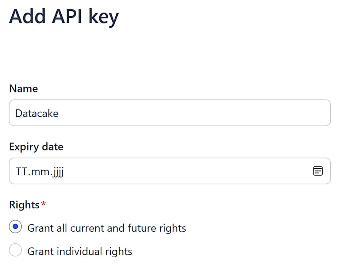 Bild 20: Erstellung eines neuen API-Keys in TTS (2)