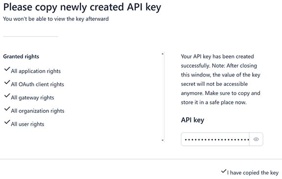 Bild 21: Kopieren des API-Keys