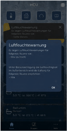 Bild 23: Automatische Benachrichtigung und Lüftungsempfehlung