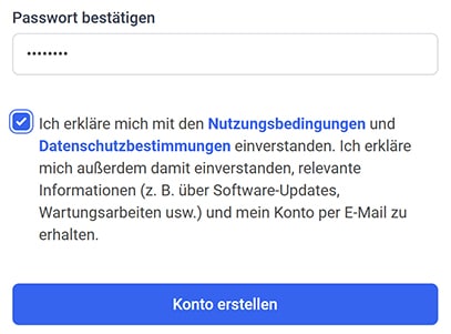 Bild 3: Abschluss der Registrierung