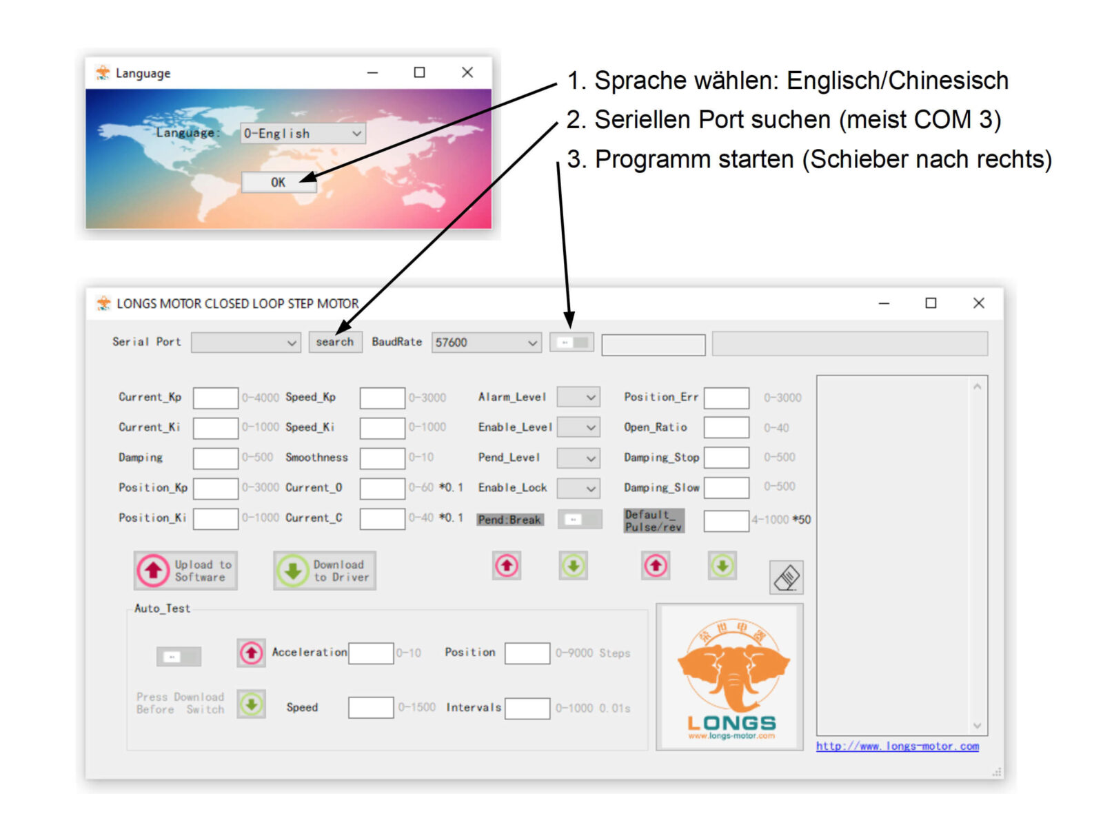 Bild 6: Weil das Debugging-Programm ACT_HBS_pro_Turn weder vom Hardwarelieferanten noch von ACT zu erhalten war, wurde die Version LONGS_HBS_pro_Turn verwendet.
