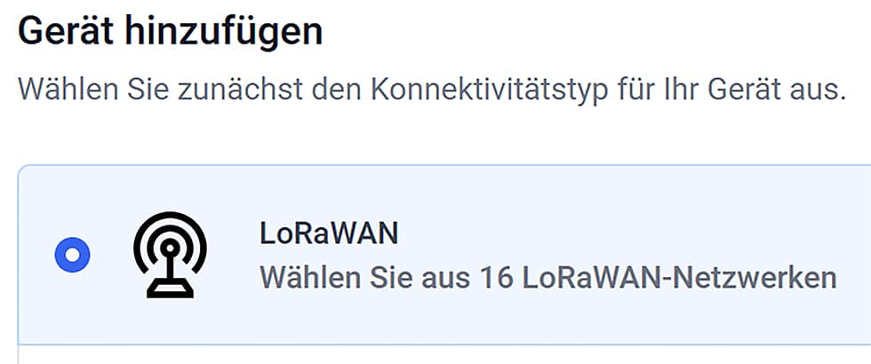 Bild 9: Auswahl von LoRaWAN®