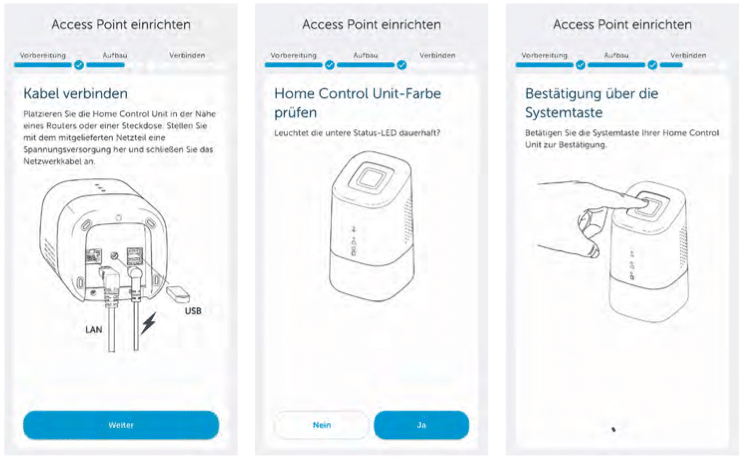 Bild 3: Ersteinrichtung der HCU1 mit der Homematic IP App