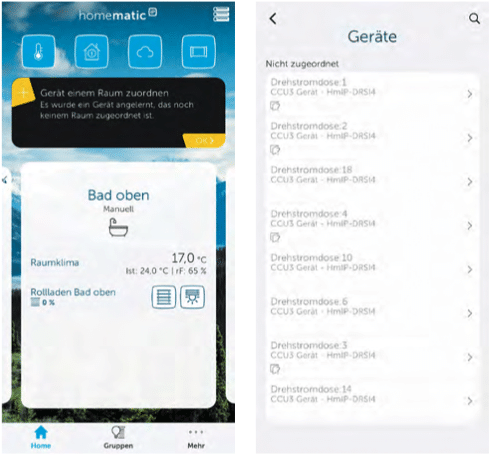 Bild 9: Darstellung von importierten CCU3-Geräten in der Homematic IP App