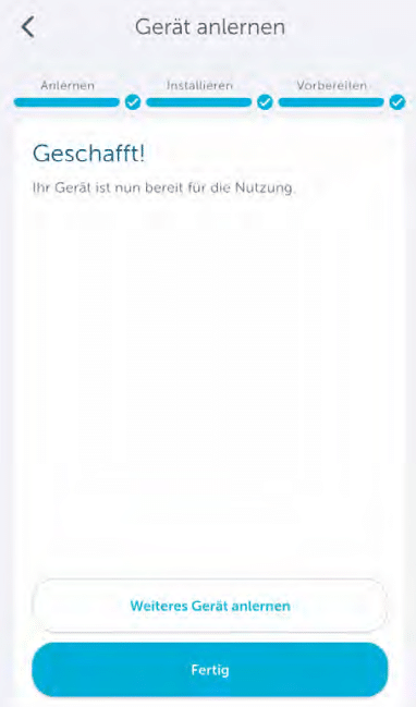Bild 7: Das Anlernen ist abgeschlossen.