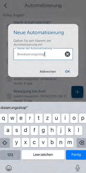 Bild 30: Name für eine Automatisierungsregel eingeben