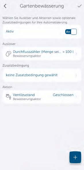 Bild 31: Automatisierungsregel mit Bewässerungsmenge
