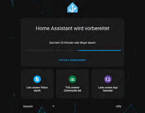Bild 2: Home Assistant wird vorbereitet.