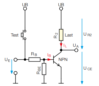 Bild 2: Grundschaltung eines NPN-Transistors
