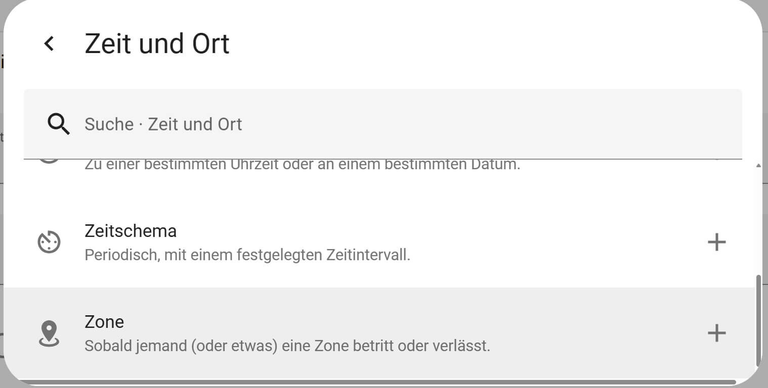 Bild 18: Zone als Auslöser der Automation auswählen Bild 18: Zone als Auslöser der Automation auswählen